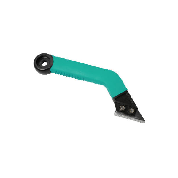 Bihui Grout Rake BHTGRS2 with turquoise rubberized handle and black metal scraping head featuring angled blade and circular adjustment wheel