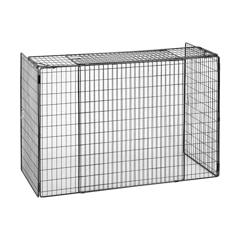 Black metal mesh extending nursery fire guard with expandable panels and hinged door, protective barrier for fireplaces and stoves