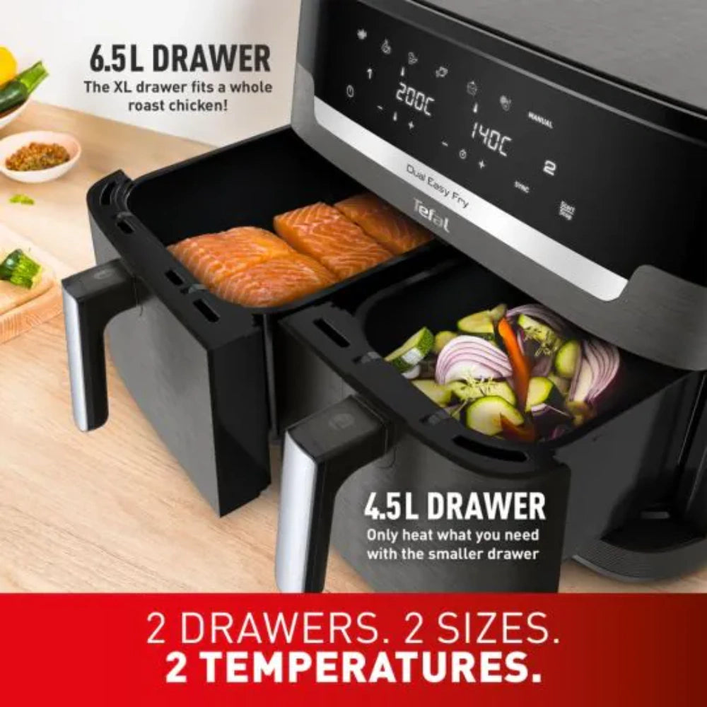 Tefal Easy Fry Dual XXL 11 Litre Air Fryer - Coal | EY942HG0