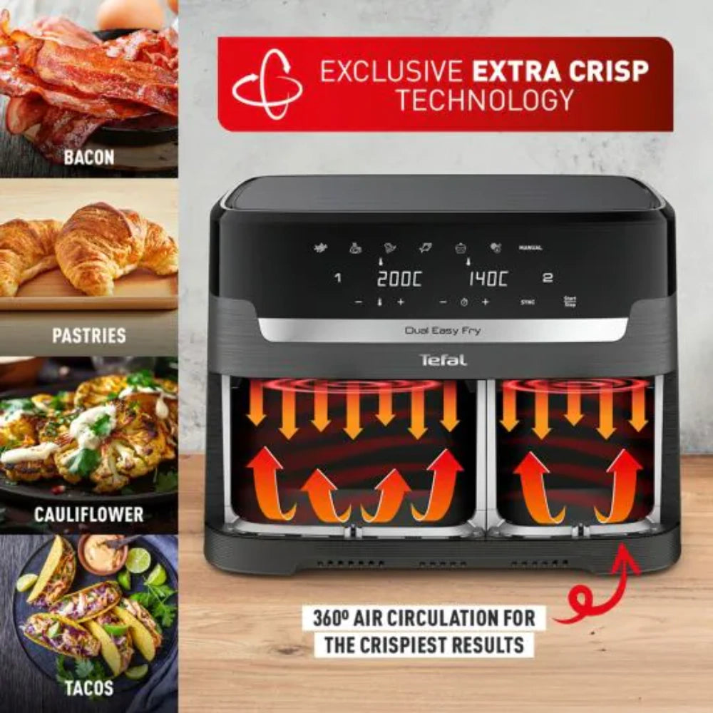 Tefal Easy Fry Dual XXL 11 Litre Air Fryer - Coal | EY942HG0