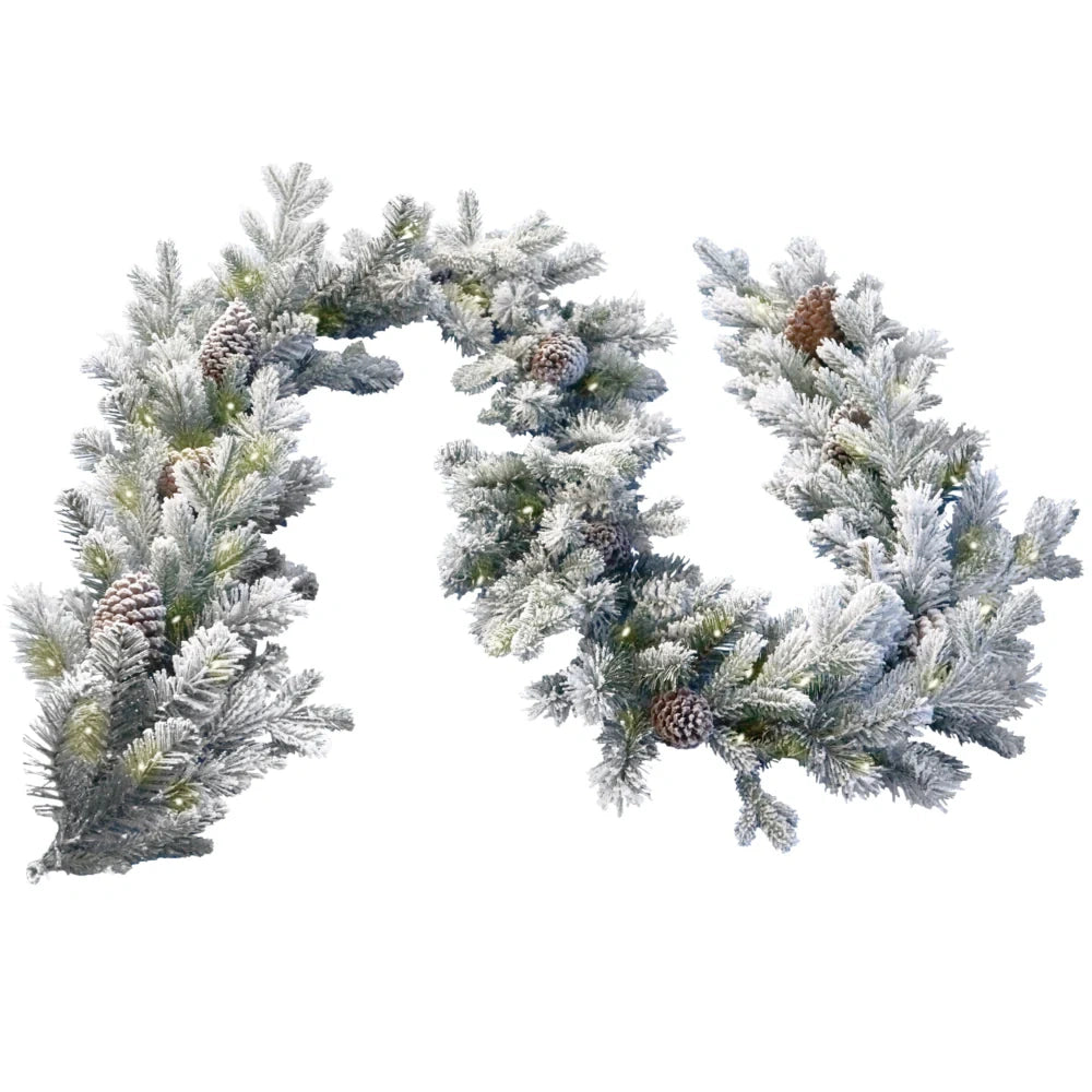 Snowy Dorchester Christmas Garland - 9ft | PEDH2-50-9B