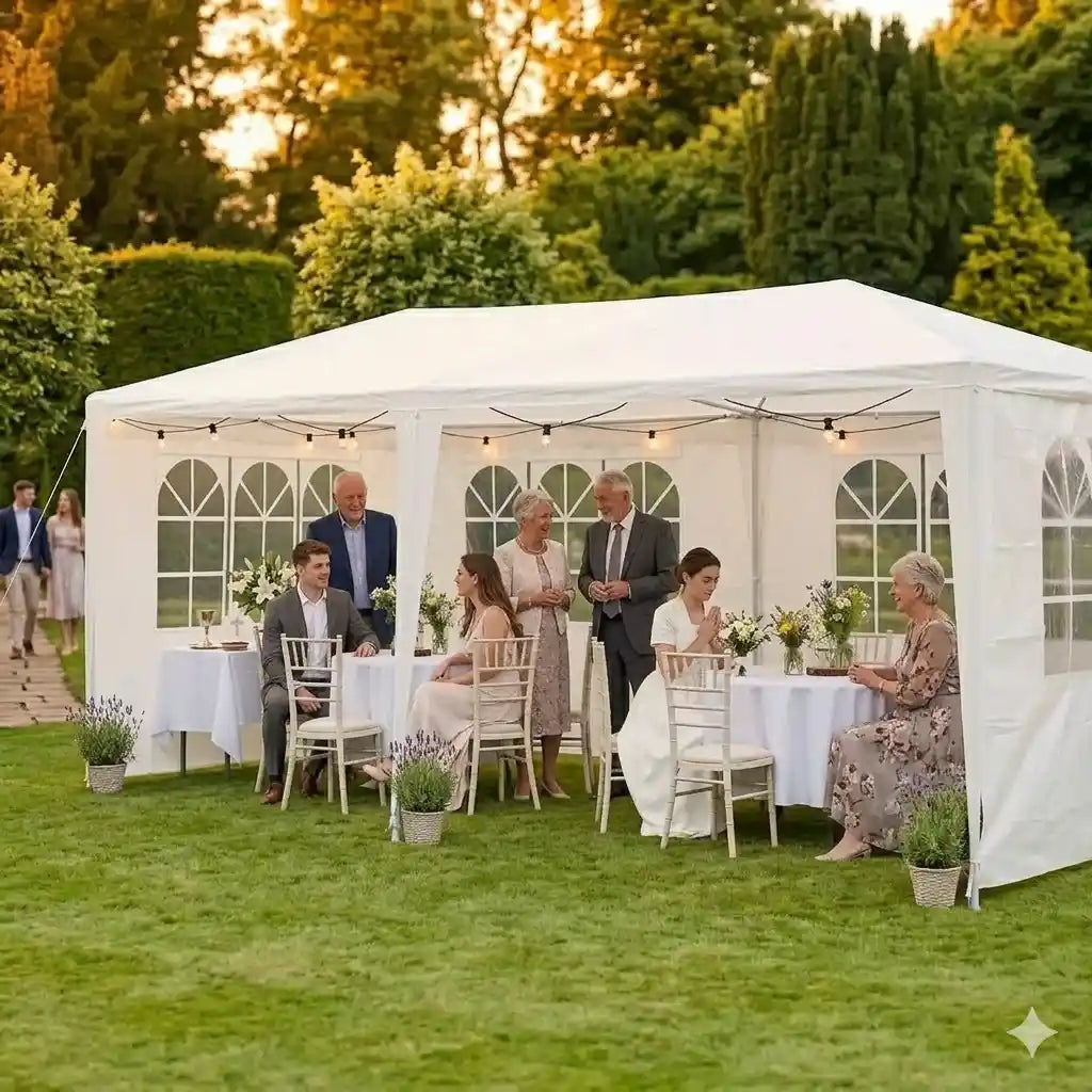 Euroactive Garden Party Gazebo with Sidewalls 3 Metre x 6 Metre - White | EA11532