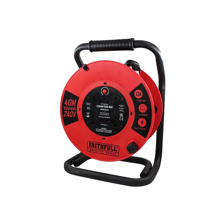 Faithfull 40 Metre 13A Heavy Duty Cable Extension Reel | XMS25CR40M