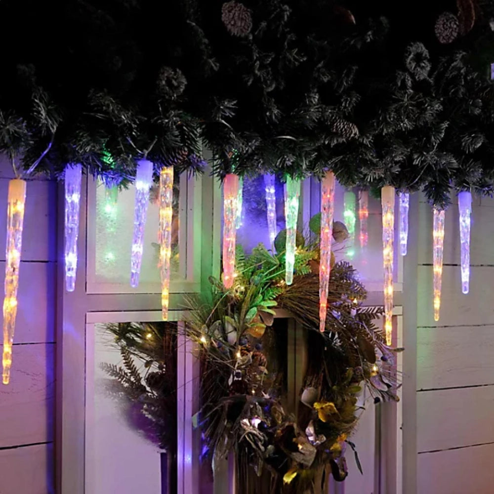 Festive 24 Colour Changing LED Icicle Lights - Multi-Coloured to Warm White | P032178
