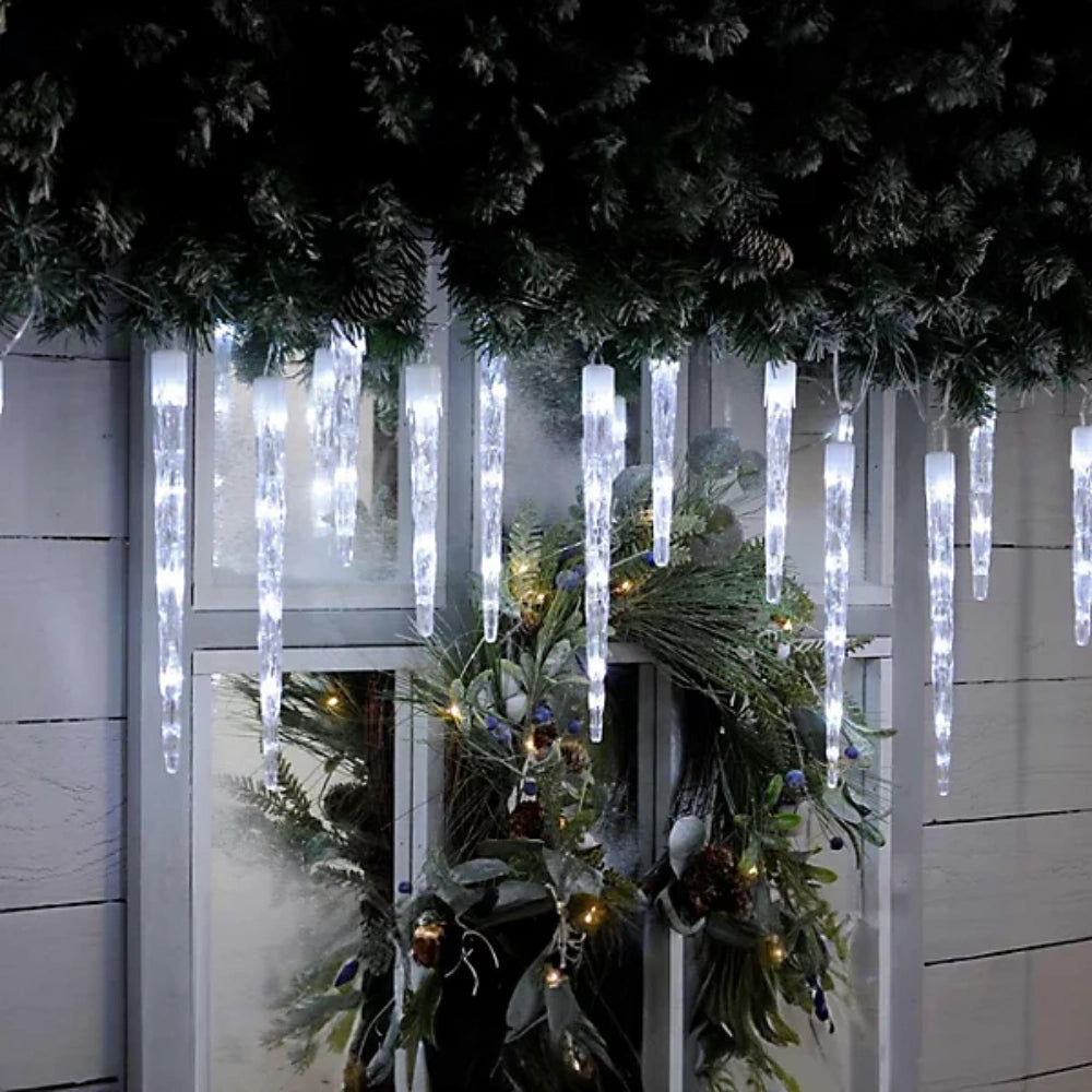 Festive 24 Colour Changing LED Icicle Lights - White to Warm White | P045360