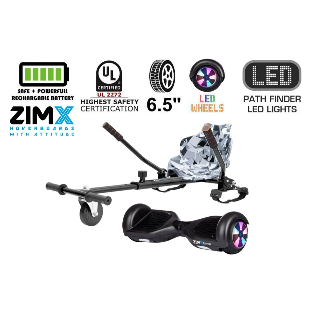 Zimx HB1 Hoverboard & HK4 Hoverkart Bundle - Black and Camo Grey