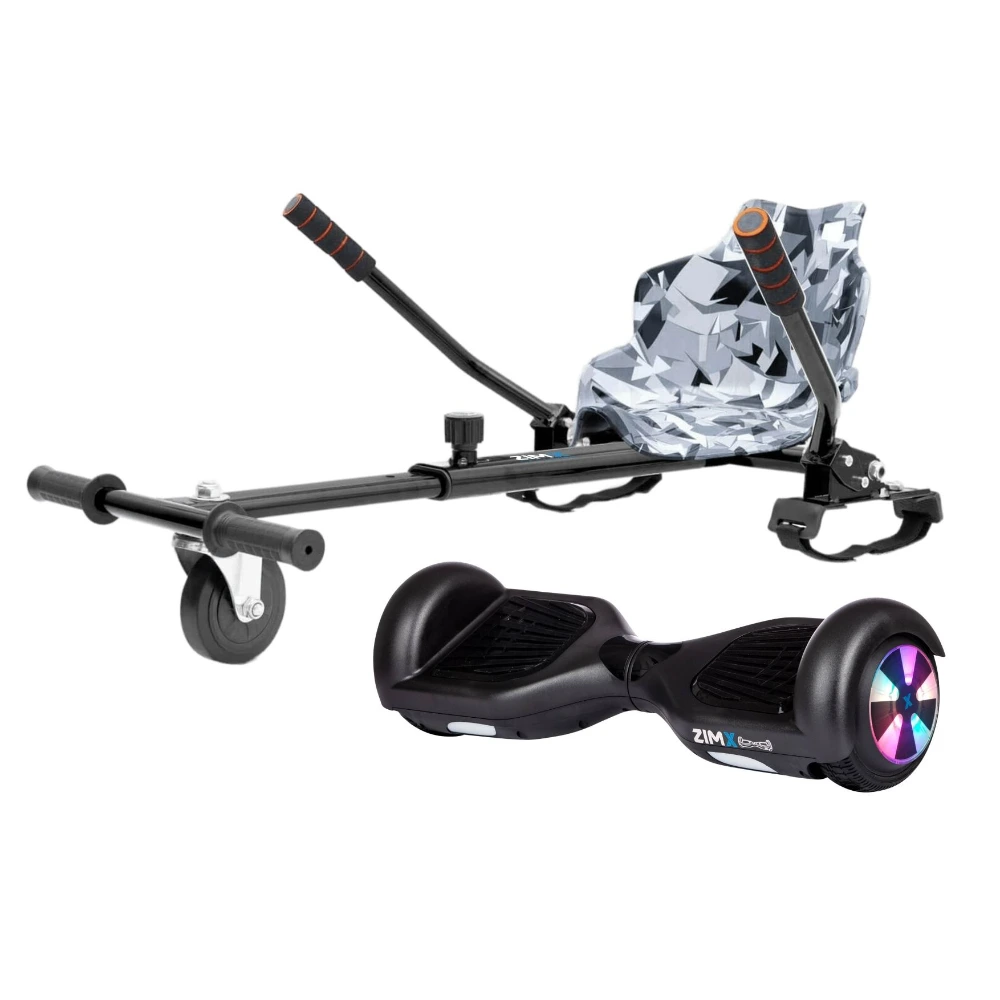 Zimx HB1 Hoverboard & HK4 Hoverkart Bundle - Black and Camo Grey