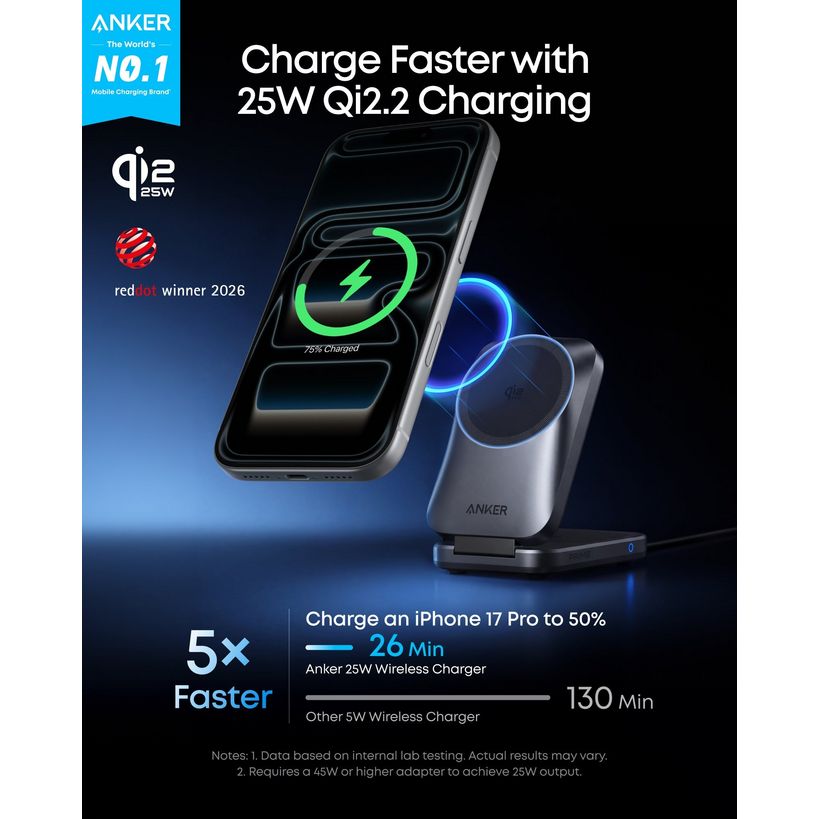 Anker Prime Wireless Charging Station 3 in 1( MagGo / AirCool / Foldable ) | B25N1V11