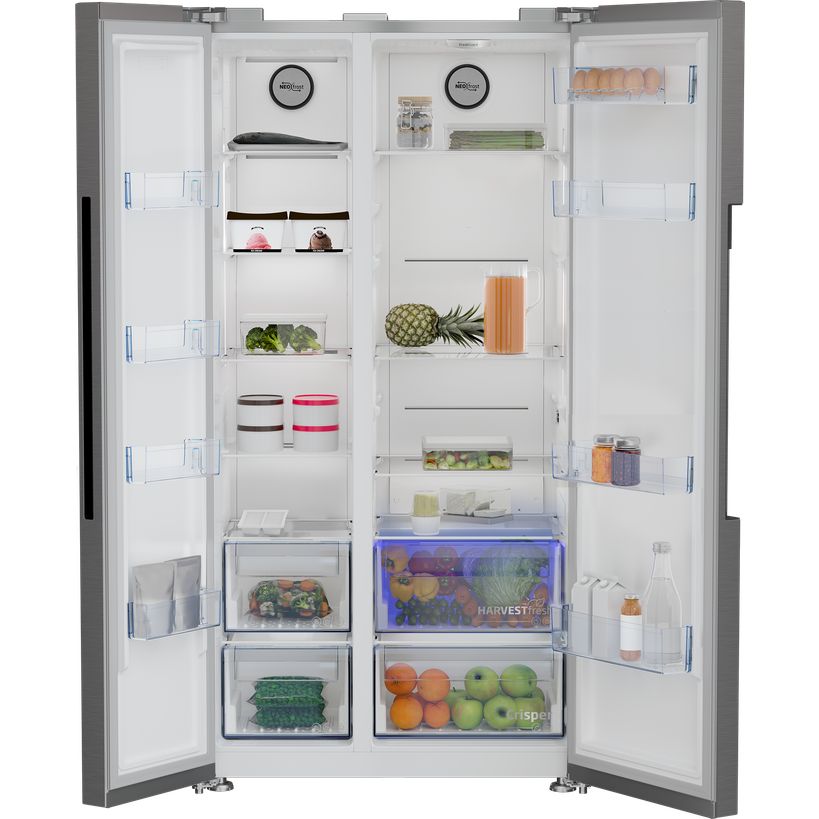 Beko American Fridge Freezer NeoFrost Frost Free - Brushed Steel | ASL1442VPS