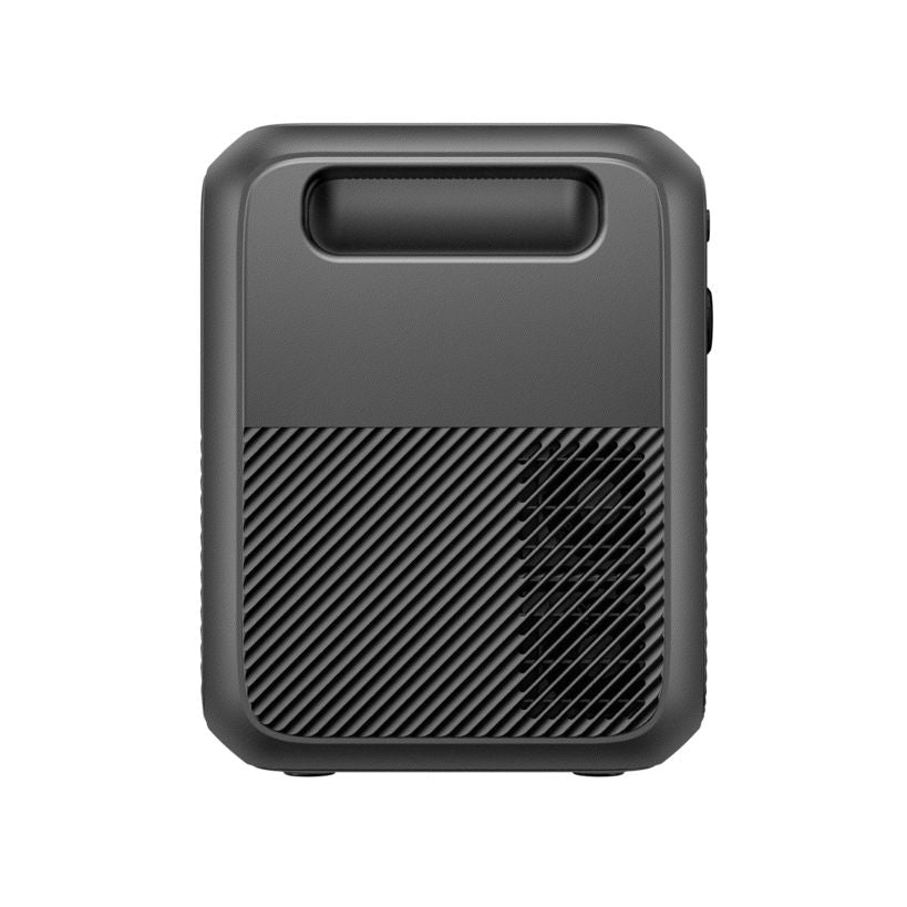 Bluetti Premium 200 V2 portable power station with dark gray casing, featuring a textured diagonal stripe pattern on the lower half and a curved carry handle on top