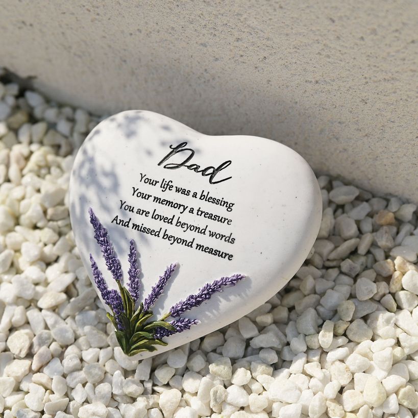 Celebrations Thoughts of You Heart Memorial Stone - Lavender / Dad | 61966