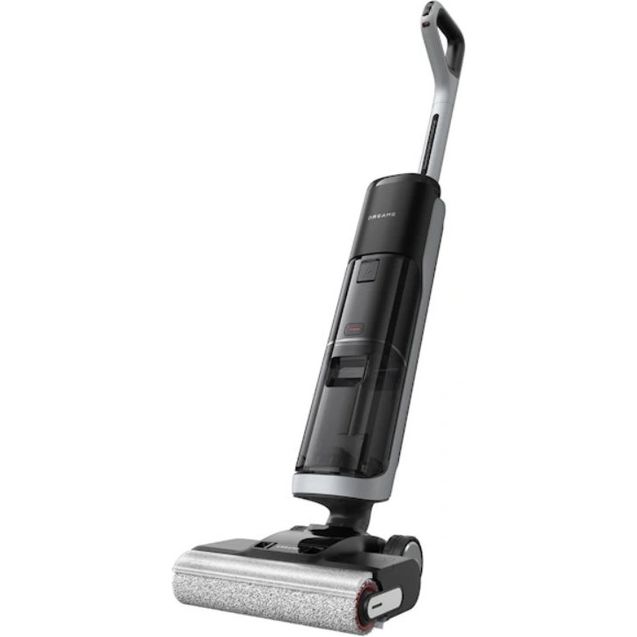 Dreame H14 Pro wet and dry vacuum cleaner with black and silver body, extended handle, and grey cleaning pad on white background