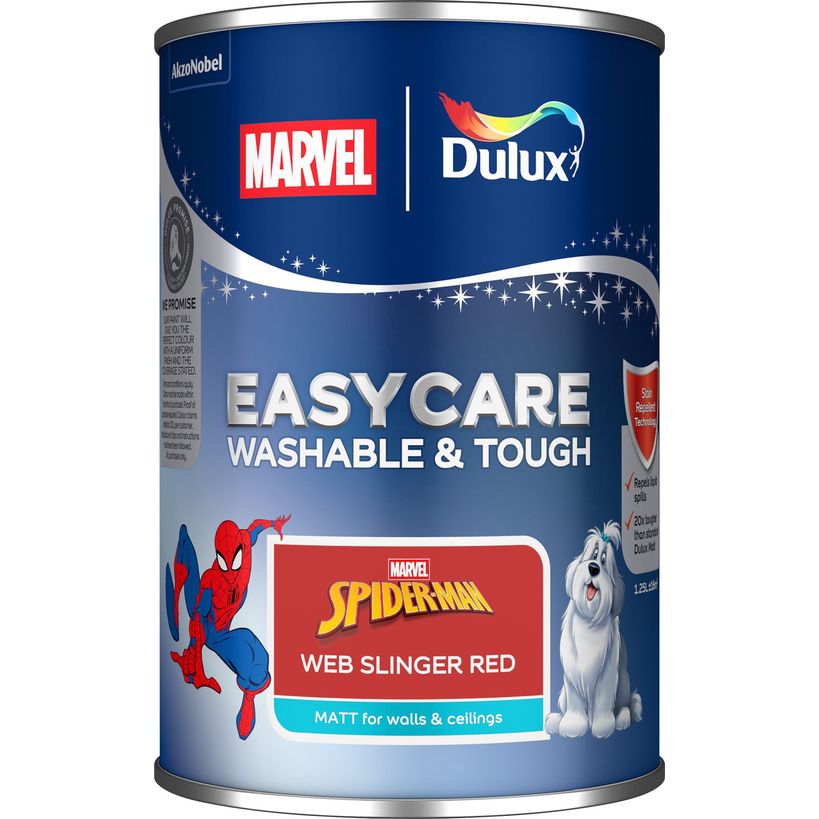 Dulux Easycare Disney MARVEL Avengers Spiderman Matt Wall and Ceiling Paint 1.25 Litre - Slinger Red | 9072036