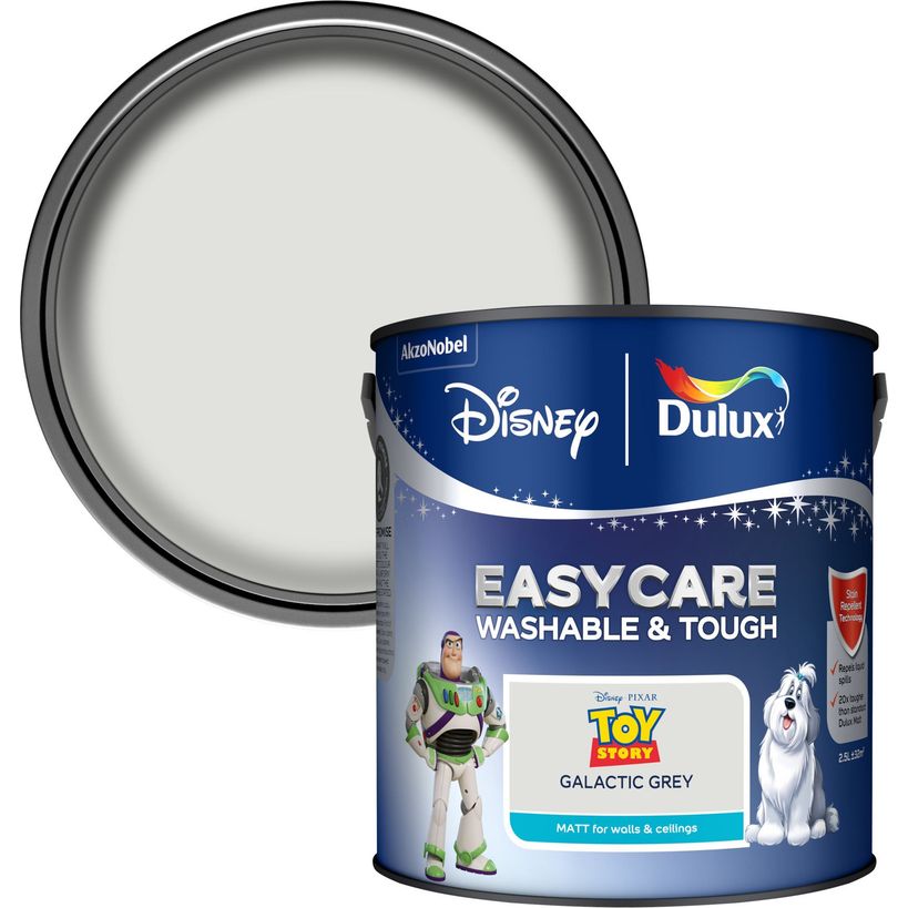 Dulux Easycare Disney Pixar Toy Story Matt Wall and Ceiling Paint 2.5 Litre - Galactic Grey | 9072054