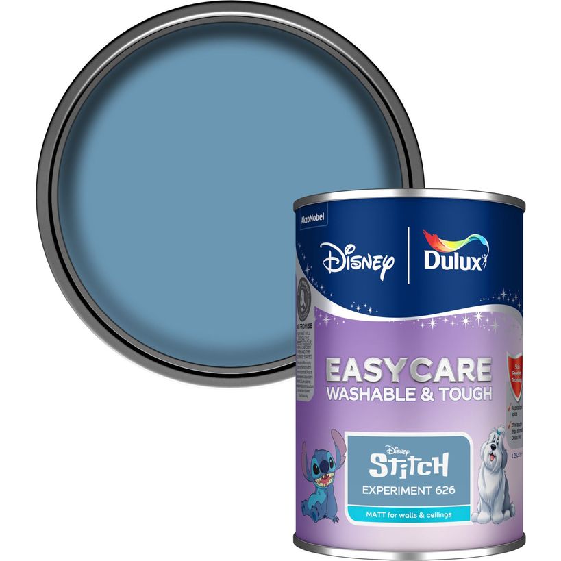 Dulux Easycare Disney Stitch Matt Wall and Ceiling Paint 1.25 Litre - Experiment 626 | 9072038