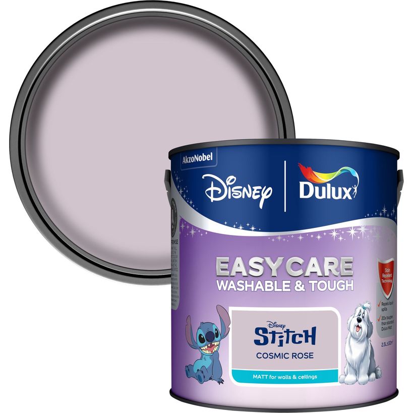 Dulux Easycare Disney Stitch Matt Wall and Ceiling Paint 2.5 Litre - Cosmic Rose | 9072052