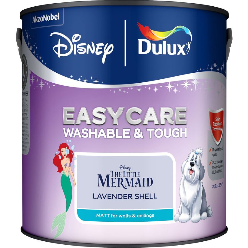 Dulux Easycare Disney The Little Mermaid Matt Wall and Ceiling Paint 2.5 Litre - Lavender Shell | 9072048