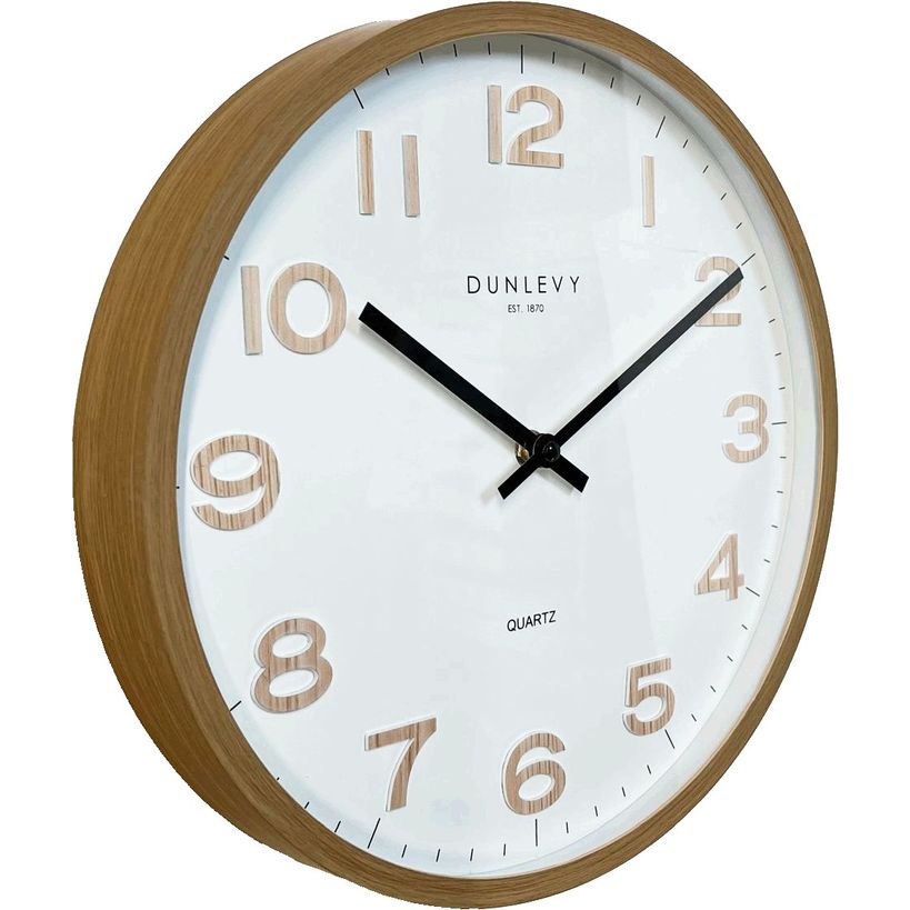 Dunlevy Simple Wall Clock 12 Inch - Wood Effect | CL2004WD