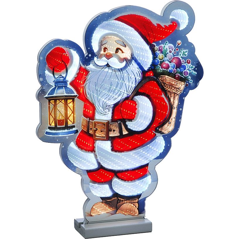 Festive 120cm Santa with Lantern Infinity Mirror Light | P065917