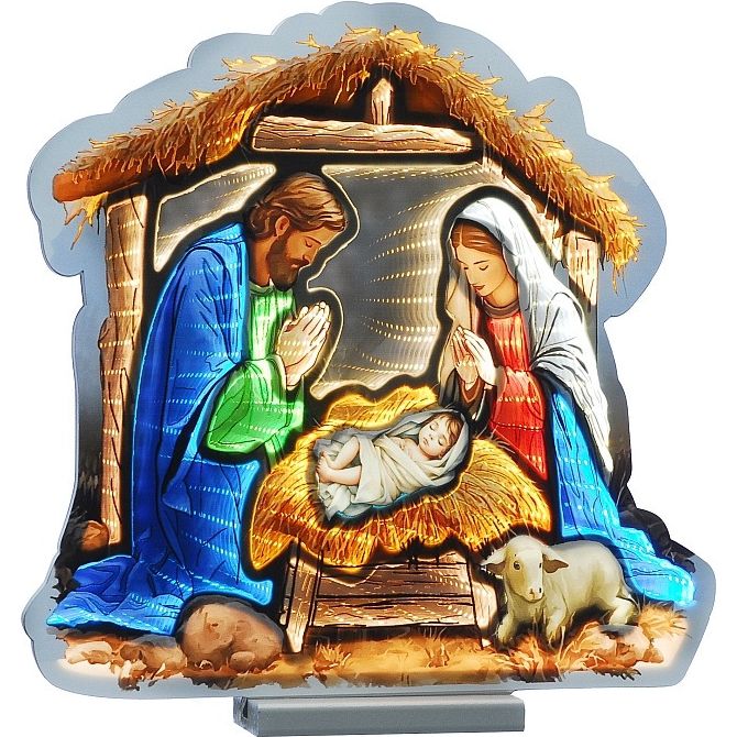 Festive 40cm Nativity Scene Infinity Mirror Light | P066004