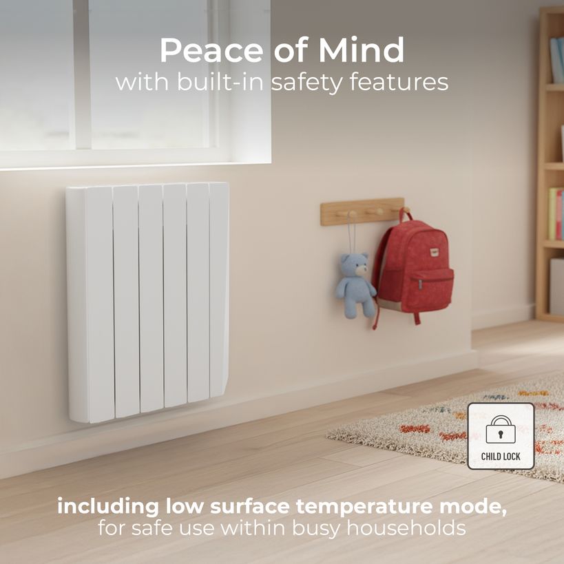 Masterplug SmartEnergy Oil Filled Radiator 1000w Wall Mounted - White | OILW100W5UK-MP