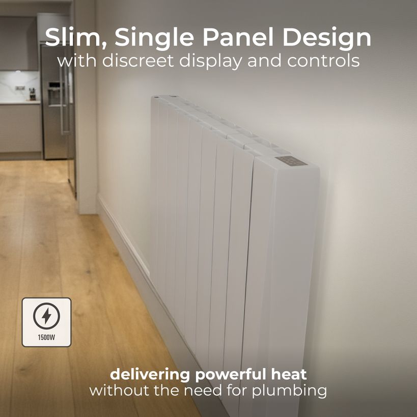 Masterplug SmartEnergy Oil Filled Radiator 1500w Wall Mounted - White | OILW150W8UK-MP