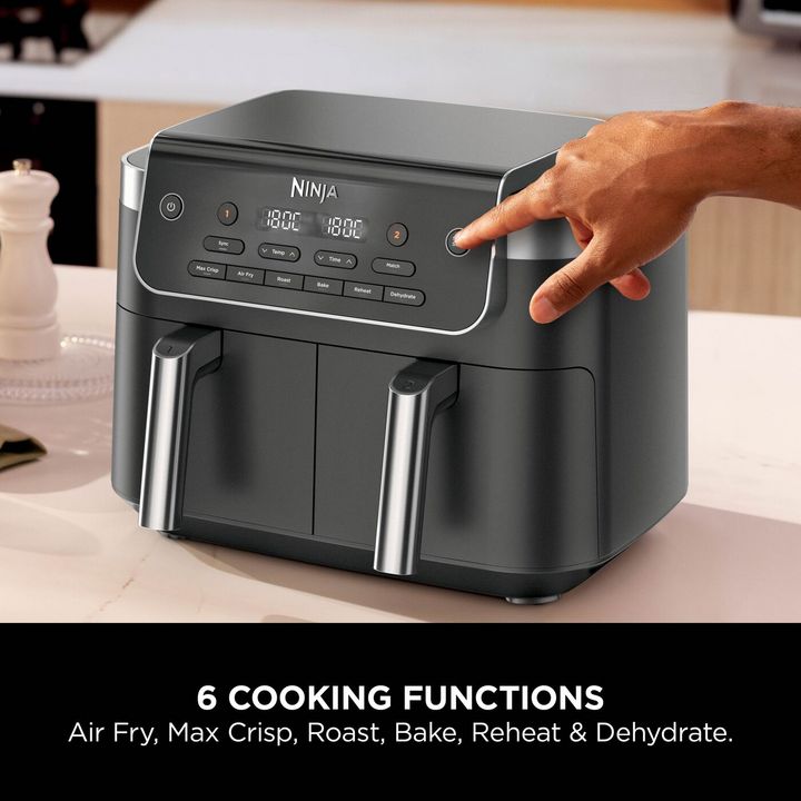 Ninja 7.6 Litre Twin Drawer Dual Zone Air Fryer - Black | DZ801UK