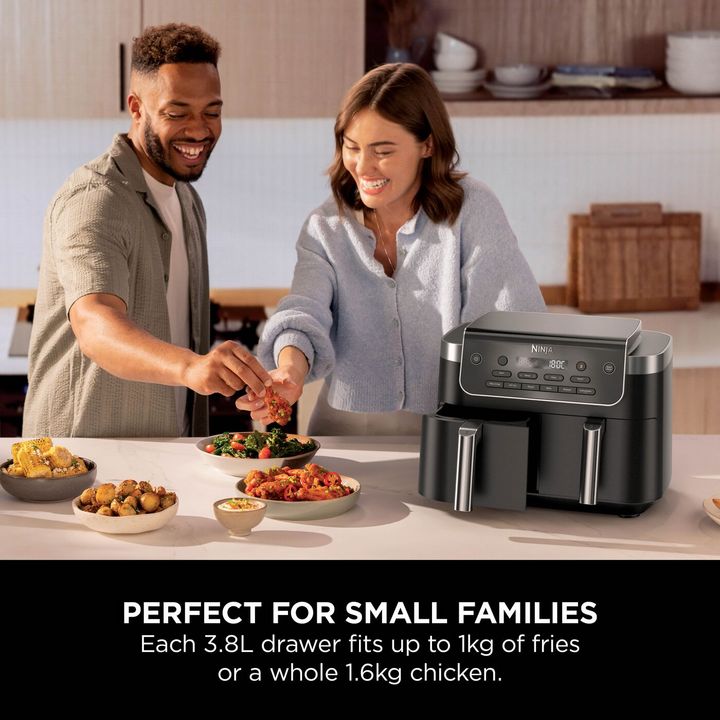 Ninja 7.6 Litre Twin Drawer Dual Zone Air Fryer - Black | DZ801UK