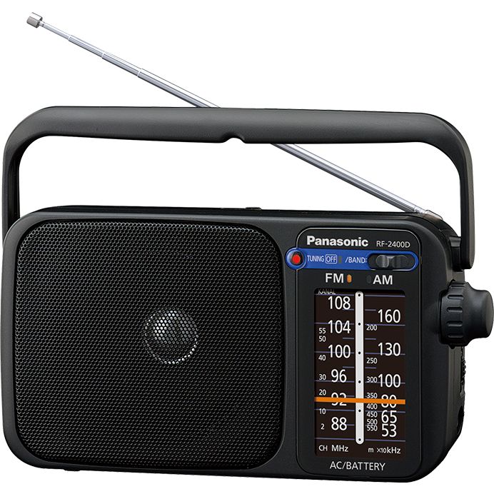 Panasonic Portable FM/AM Radio Mains or Battery - Black | RF-2400DEG-K