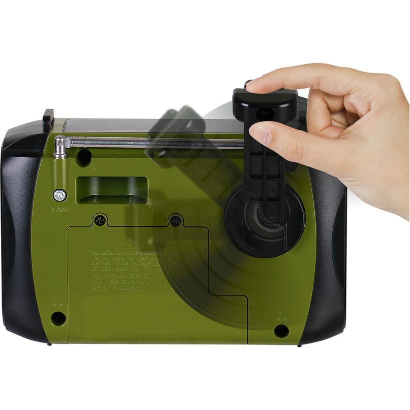 Sinox Emergency Survival Radio / Lamp and Powerbank - USB C with windup Dynamo - Green | 055543