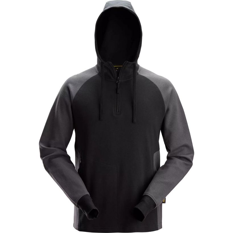 Snickers 2842 Two Coloured Half Zip Hoodie - Black \ Steel Grey