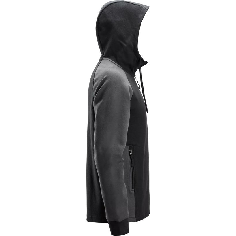 Snickers 2842 Two Coloured Half Zip Hoodie - Black \ Steel Grey