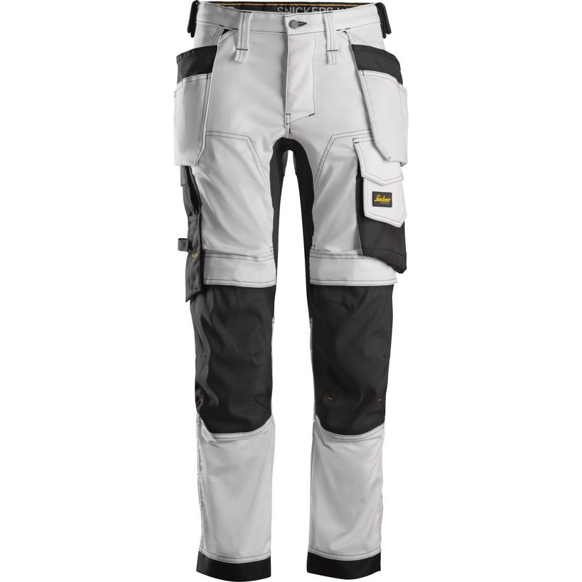 Snickers 6241 Stretch Work Trousers With Holster Pockets - Black / White | 62410904108