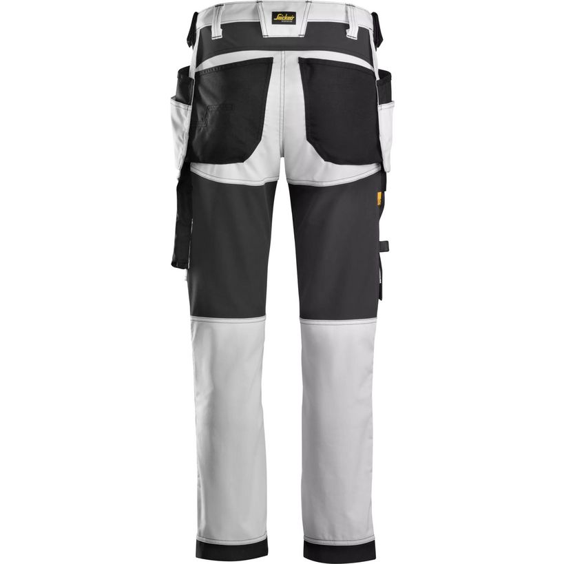 Snickers 6241 Stretch Work Trousers With Holster Pockets - Black / White | 62410904108
