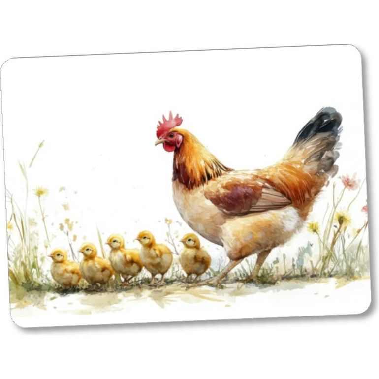 Steelex Tempered Glass Chopping Board 30cm x 40cm - Hen and Chicks | WS1021