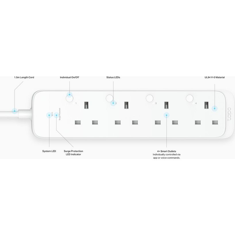 TP-Link Tapo P304M Smart WiFi Power Strip Extension Lead 1.5 Metre | TPL-TAPO-P304M
