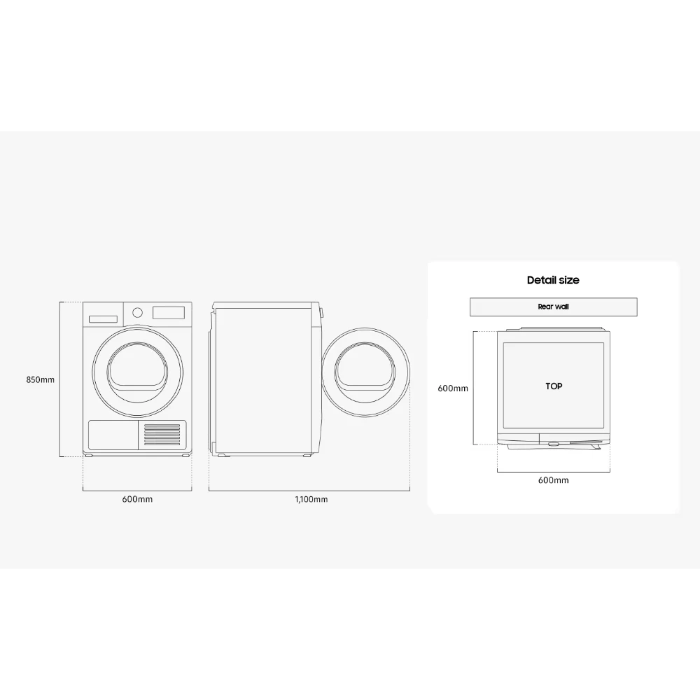 Samsung Series 5 9kg Heat Pump Tumble Dryer - White | DV90DG52A0AEEU