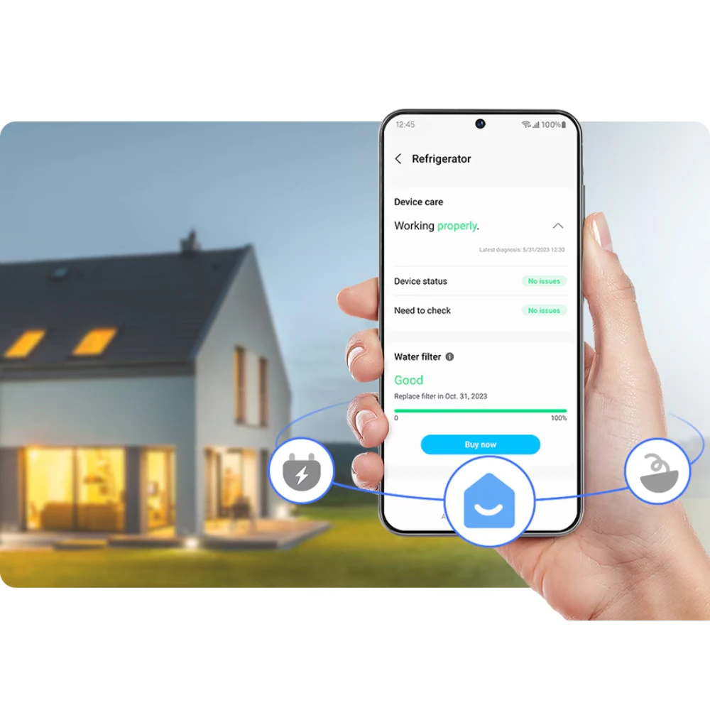 Samsung SpaceMax Bespoke AI Series 640L American Fridge Fridge Freezer - Black | RS70F64KEFEU