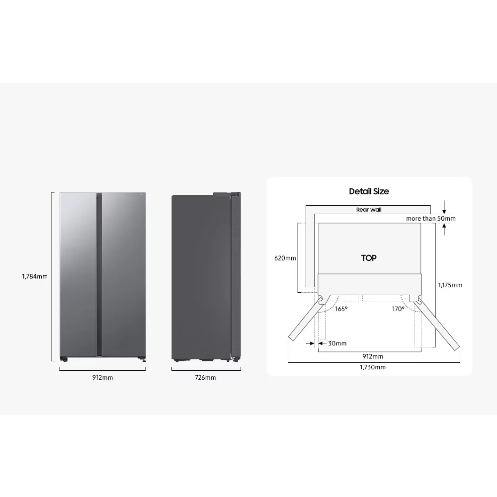 Samsung Series 6 SpaceMax Bespoke AI 640L SBS American Fridge Freezer - Silver | RS70F64KETEU