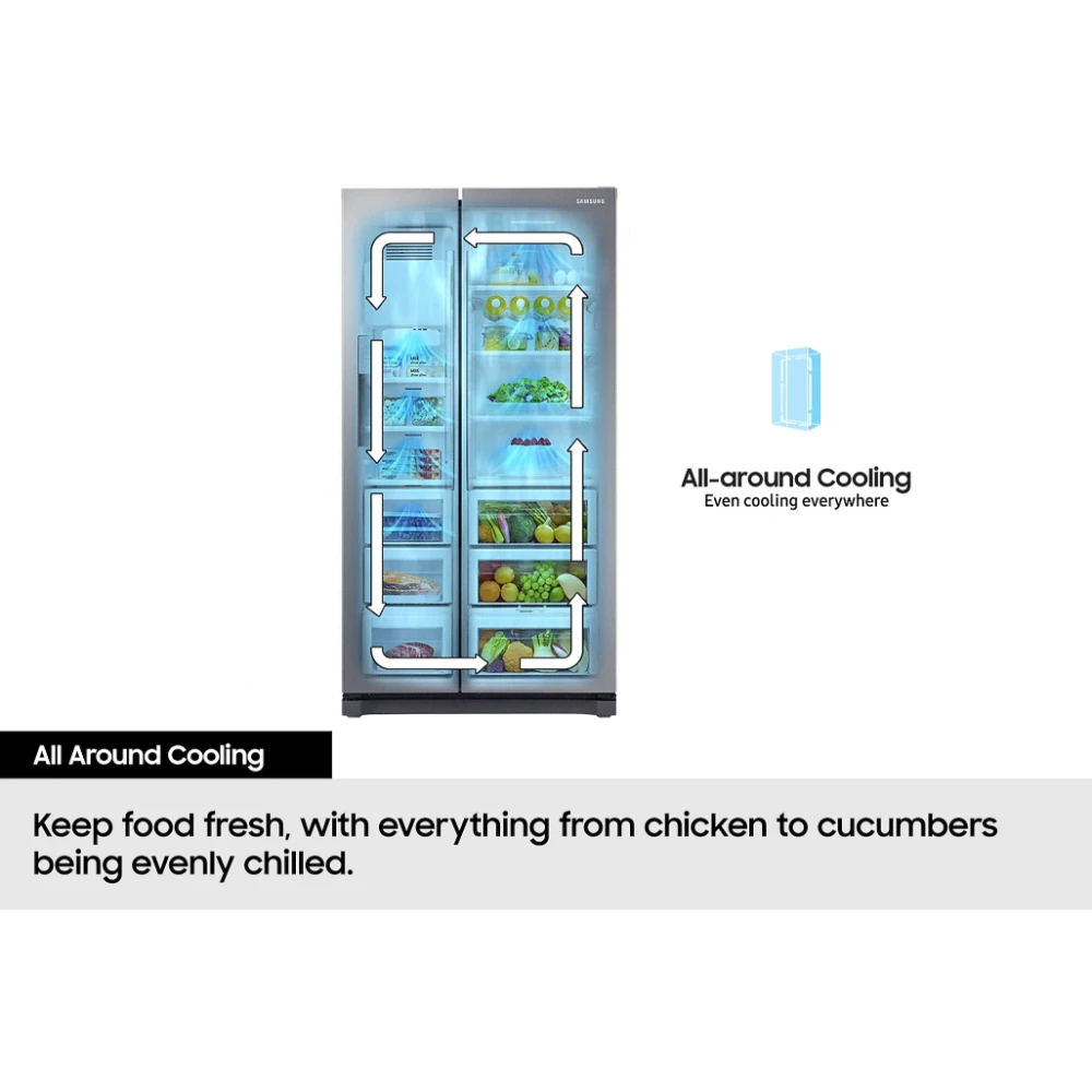 Samsung SpaceMax Bespoke AI Series 640L American Fridge Fridge Freezer - Black | RS70F64KEFEU