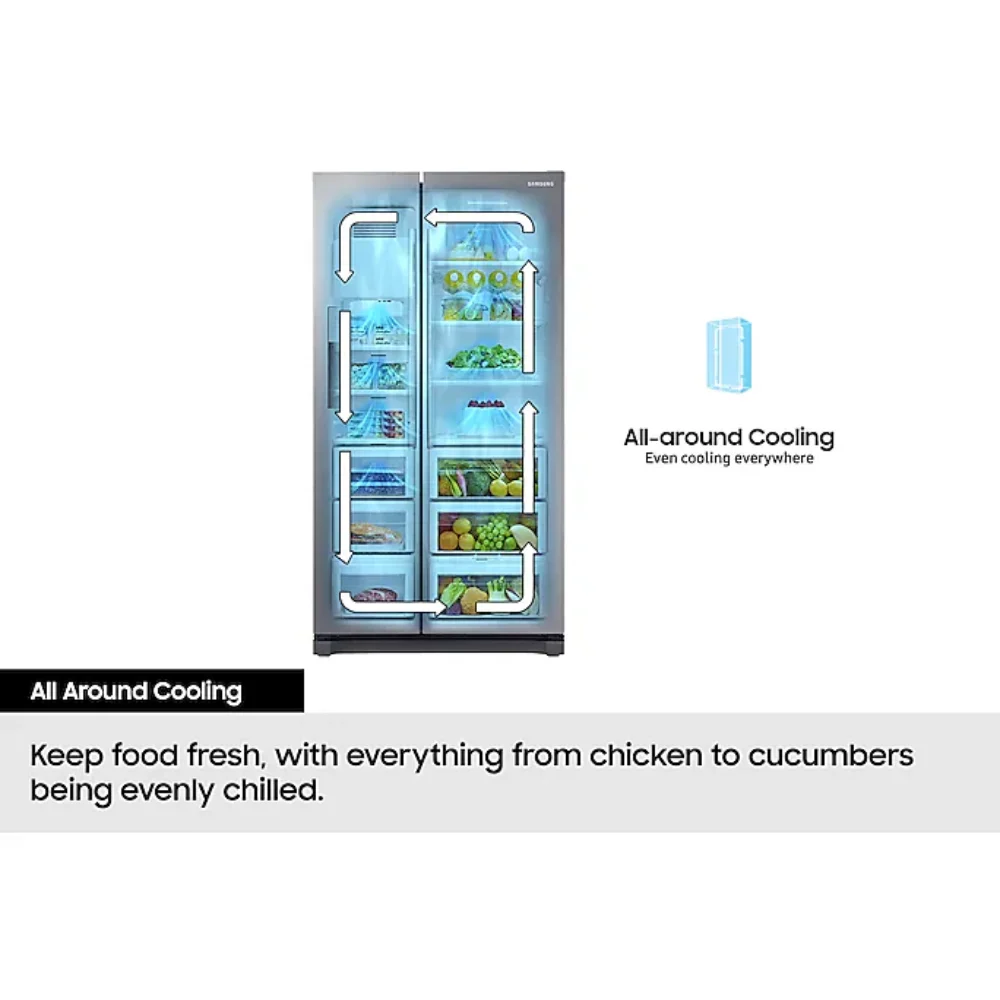 Samsung Series 6 SpaceMax Bespoke AI 640L SBS American Fridge Freezer - Silver | RS70F64KETEU