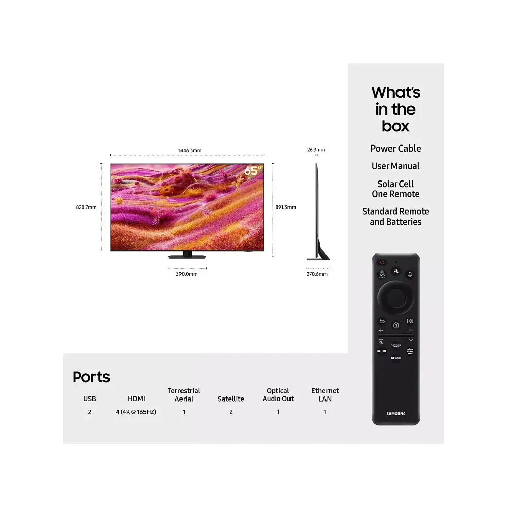 Samsung QN90F 65 Inch 4K HDR Neo QLED Smart TV (2025) | QE65QN90FATXXU