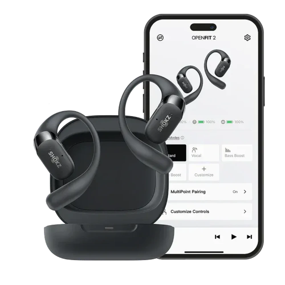 Aftershokz Shokz OpenFit 2 Open Ear Wireless Earbuds - Black | 38-T920-ST-BK