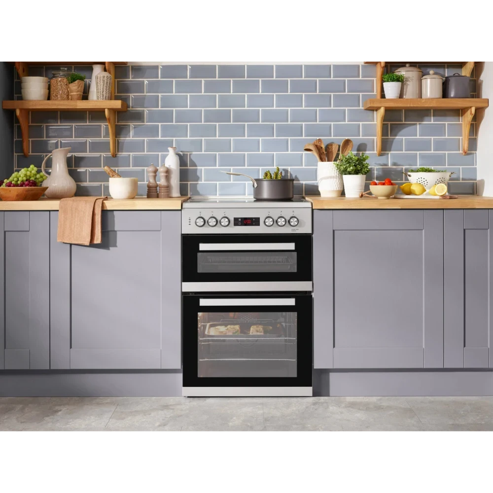 Beko 60cm Double Oven Electric Cooker - Silver | KDC653S