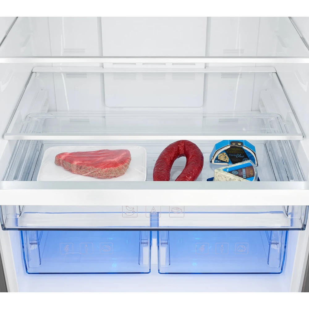 BEKO HarvestFresh 4 Door American Style Fridge Freezer - Brushed Steel | GNE460520DVPX