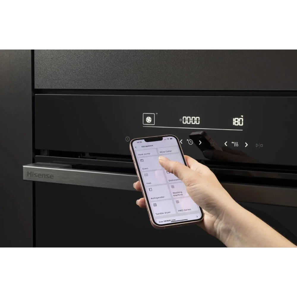 Hisense Hi6 BlackLine AirFry Electric Pyrolytic Steam Smart Single Oven - Jet Black | BSA66346PDBGUK