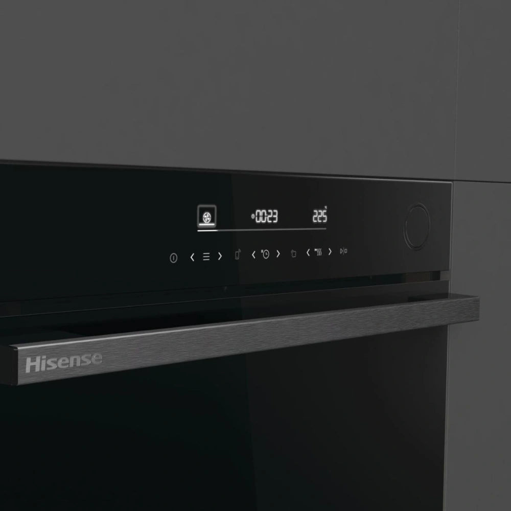 Hisense Hi6 BlackLine AirFry Electric Pyrolytic Steam Smart Single Oven - Jet Black | BSA66346PDBGUK