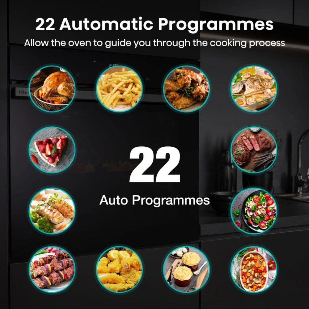 Hisense Hi6 BlackLine AirFry Electric Pyrolytic Steam Smart Single Oven - Jet Black | BSA66346PDBGUK