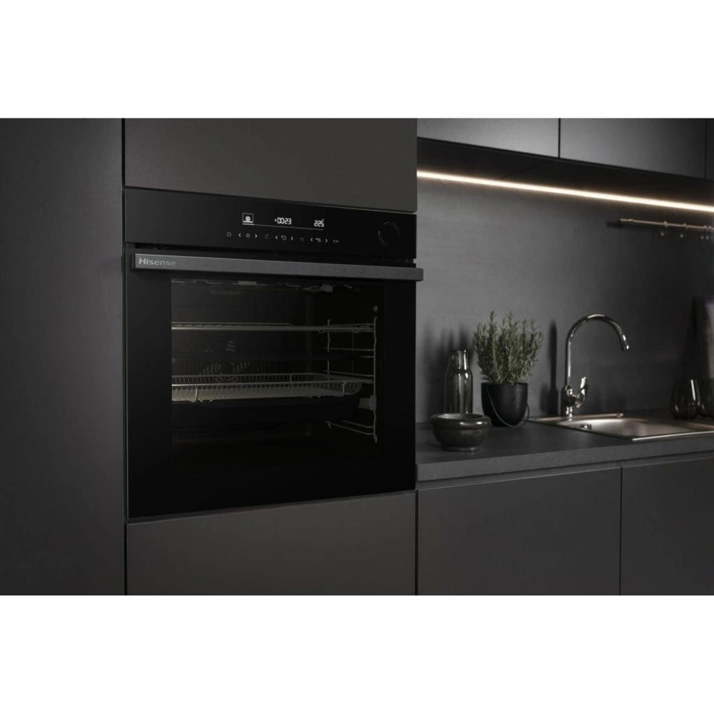 Hisense Hi6 BlackLine AirFry Electric Pyrolytic Steam Smart Single Oven - Jet Black | BSA66346PDBGUK