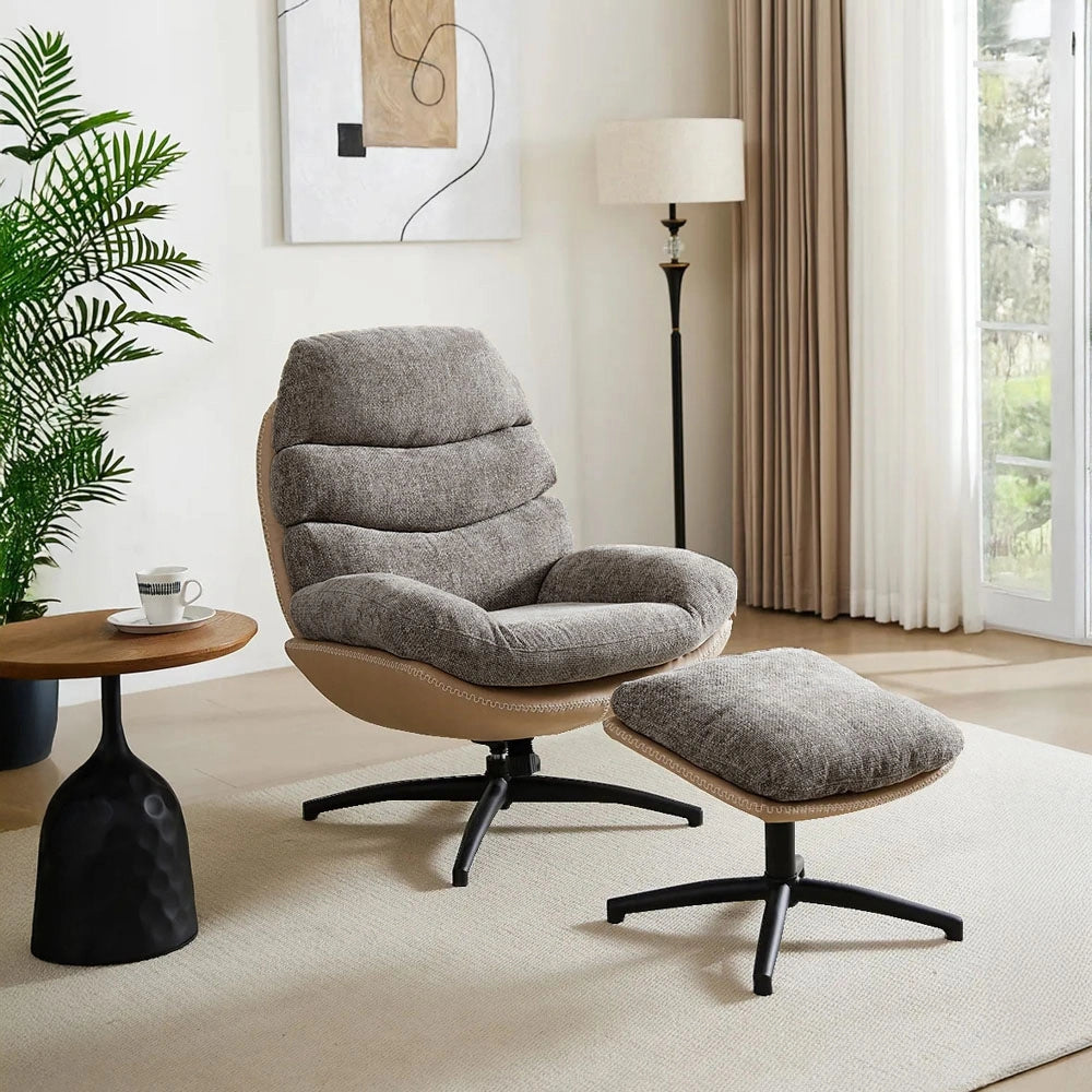 Tara Lane Khloe Rocking Swivel Chair with Stool - Latte | TL7105